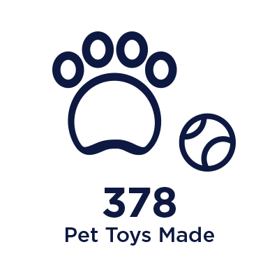 378 pet toys made